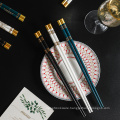24.5cm Chinese Style Wholesale Colorful Customized Logo Ceramic Porcelain Golden Chopstick